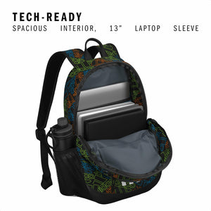 adidas Originator Small Backpack for Men and Women, Athletic Book Bag with Laptop Sleeve, Outline BOS Toss-Black/Black/White, One Size