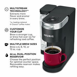 Keurig K-Supreme Single Serve K-Cup Pod Coffee Maker, MultiStream Technology, 4 Brew Sizes, 66oz Dual-Position Removable Reservoir, Black