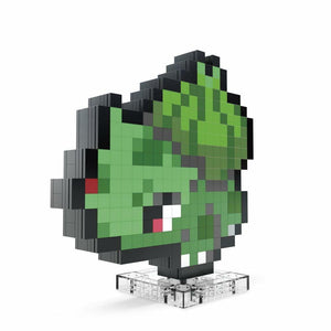 Mega Pokémon Bisasam Retro Look - 15 cm Buildable with Pixel Art Stones - Includes Wall Mounted Base for Adult Lovers and Collectors, HTH75