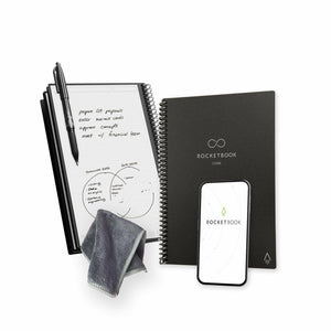 Rocketbook Core Smart Spiral Notebook, Dot-Grid and Lined Pages, 36 Pages, 6"x8.8", Black