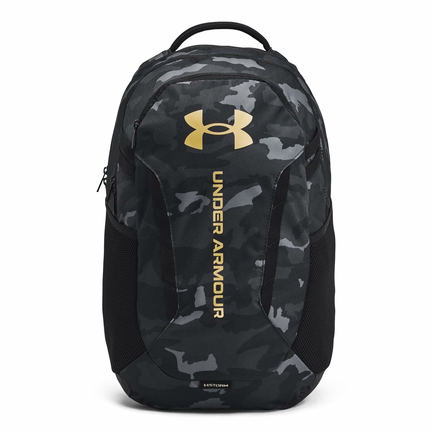 Under Armour Unisex Hustle 6.0 Backpack, Black/Metallic Gold, One Size