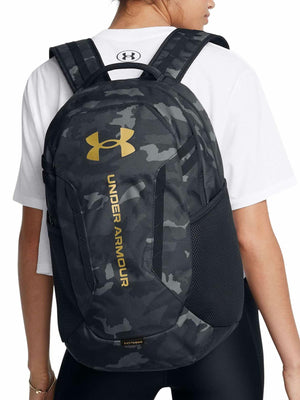 Under Armour Unisex Hustle 6.0 Backpack, Black/Metallic Gold, One Size
