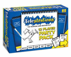 USAopoly Telestrations Party Pack 12 Player | 600 New Phrases to Sketch | Board Game | A Fun Family Game for Kids and Adults | Family Game Night Just Got Better | Telephone Game Sketched Out, Multi-colored