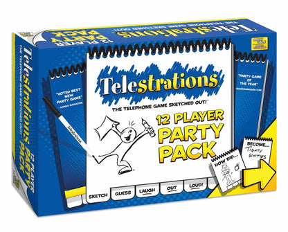 USAopoly Telestrations Party Pack 12 Player | 600 New Phrases to Sketch | Board Game | A Fun Family Game for Kids and Adults | Family Game Night Just Got Better | Telephone Game Sketched Out, Multi-colored