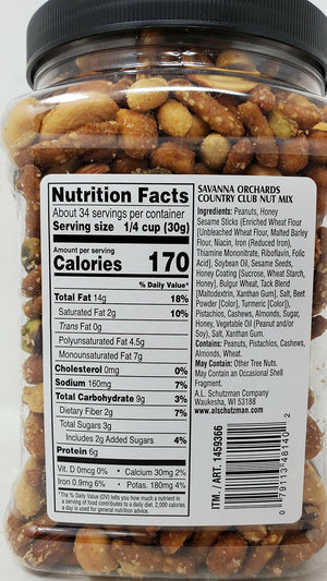 Savanna Orchards Country Club Nut Mix 36OZ (2.25LBS)