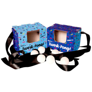 Fizz Creations Twerk Pong Novelty Game. The Original Twerk Family Party Game. Includes 10 Balls, Ribbon & Cardboard Boxes. Twerk to Shake The Ping Pong Balls Out!