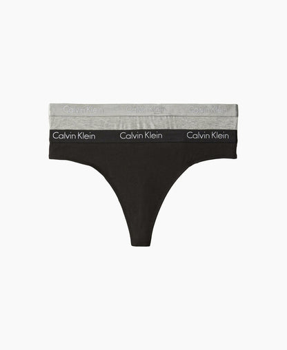 Calvin Klein Motive Cotton Multipack Thong Panty Charcoal Heather/Black
