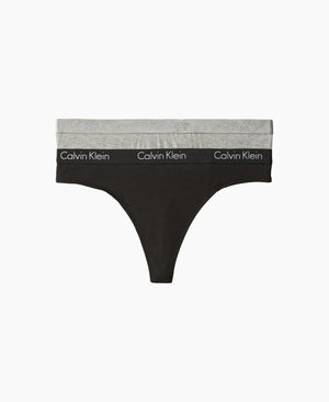 Calvin Klein Motive Cotton Multipack Thong Panty Charcoal Heather/Black