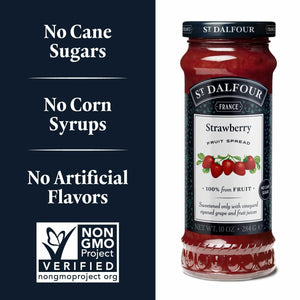 St. Dalfour Strawberry Fruit Spread - 10oz - 100% from Fruit, No Artificial Ingredients, Non-GMO, No Cane Sugars, All Natural - Pack of 2