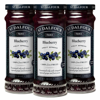 St. Dalfour Blueberry Fruit Spread - 10oz - 100% from Fruit, No Artificial Ingredients, Non-GMO, No Cane Sugars, All Natural - Pack of 3