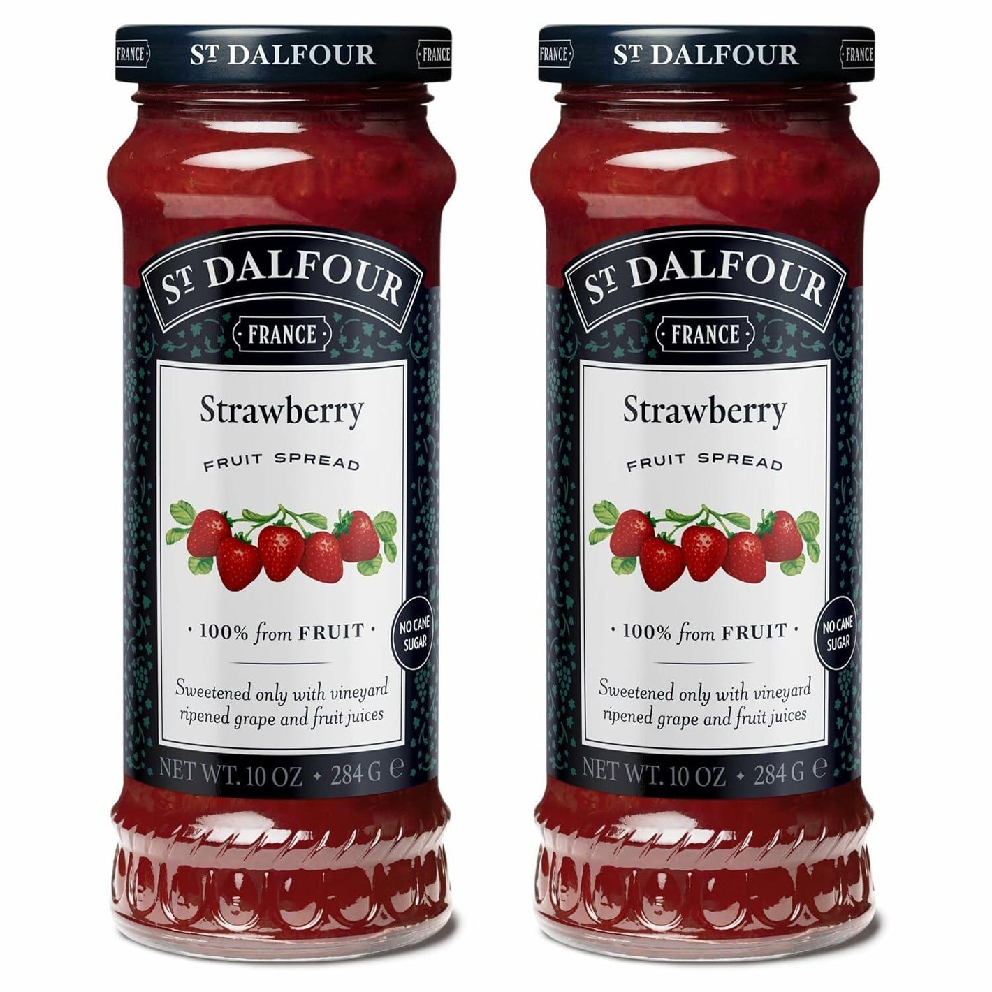 St. Dalfour Strawberry Fruit Spread - 10oz - 100% from Fruit, No Artificial Ingredients, Non-GMO, No Cane Sugars, All Natural - Pack of 2