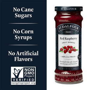 St. Dalfour Red Raspberry Fruit Spread - 10oz - 100% from Fruit, No Artificial Ingredients, Non-GMO, No Cane Sugars, All Natural - Pack of 2