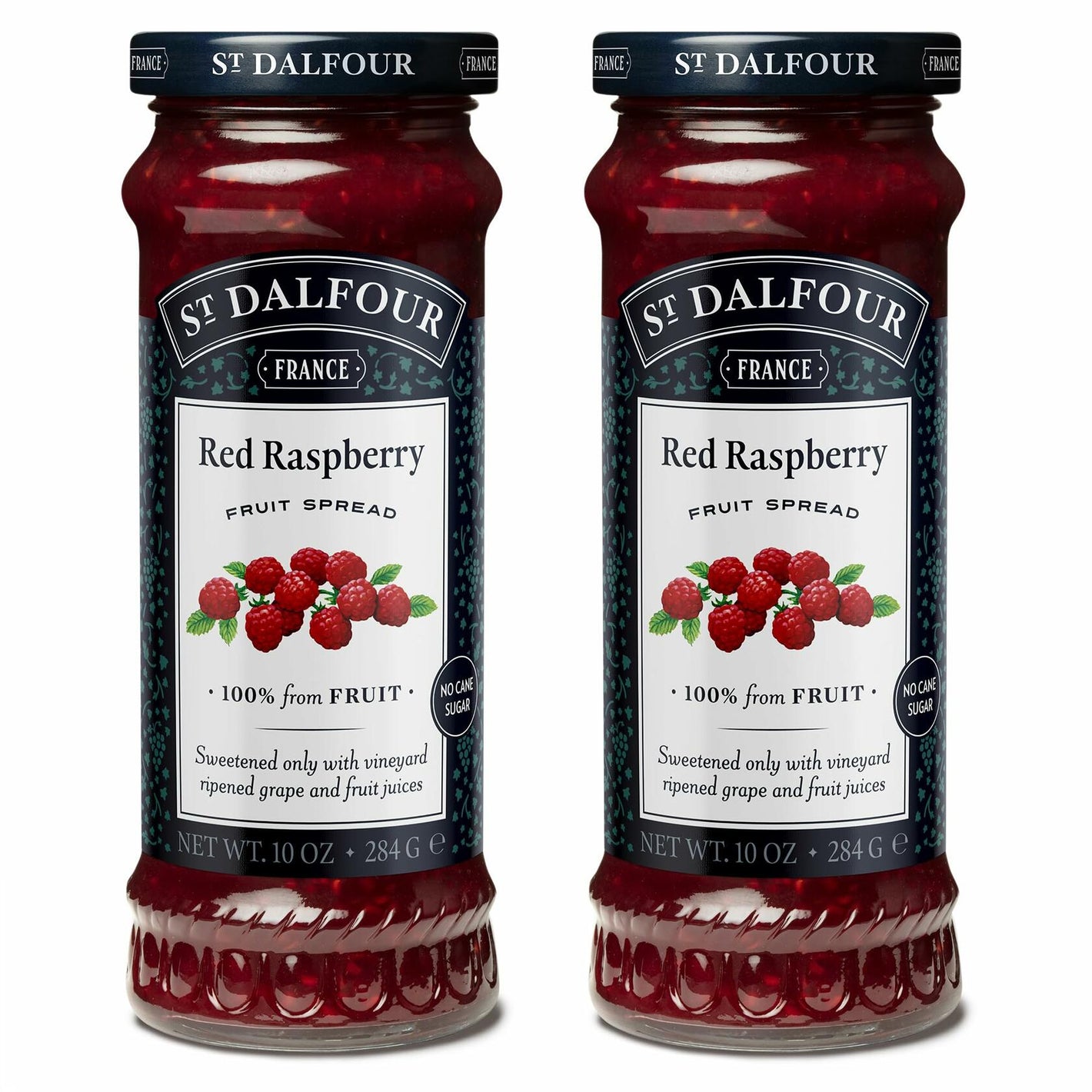 St. Dalfour Red Raspberry Fruit Spread - 10oz - 100% from Fruit, No Artificial Ingredients, Non-GMO, No Cane Sugars, All Natural - Pack of 2