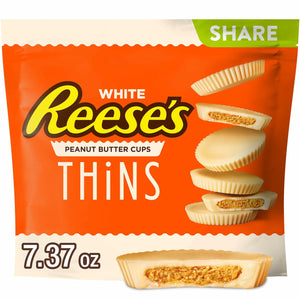 REESE'S THiNS White Creme Peanut Butter Cups, Candy Share Pack, 7.37 oz