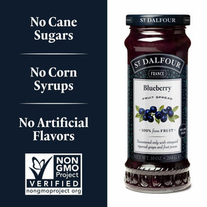 St. Dalfour Blueberry Fruit Spread - 10oz - 100% from Fruit, No Artificial Ingredients, Non-GMO, No Cane Sugars, All Natural - Pack of 3